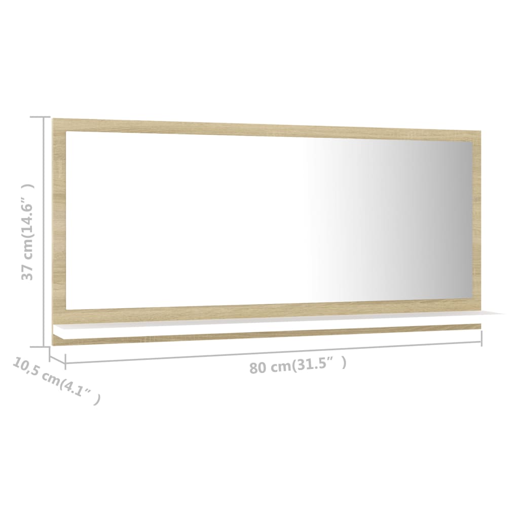8720286218969_g_en_hd_5 vidaXL Bathroom Mirror White and Sonoma Oak 80x10.5x37 cm Engineered Wood - Image 7