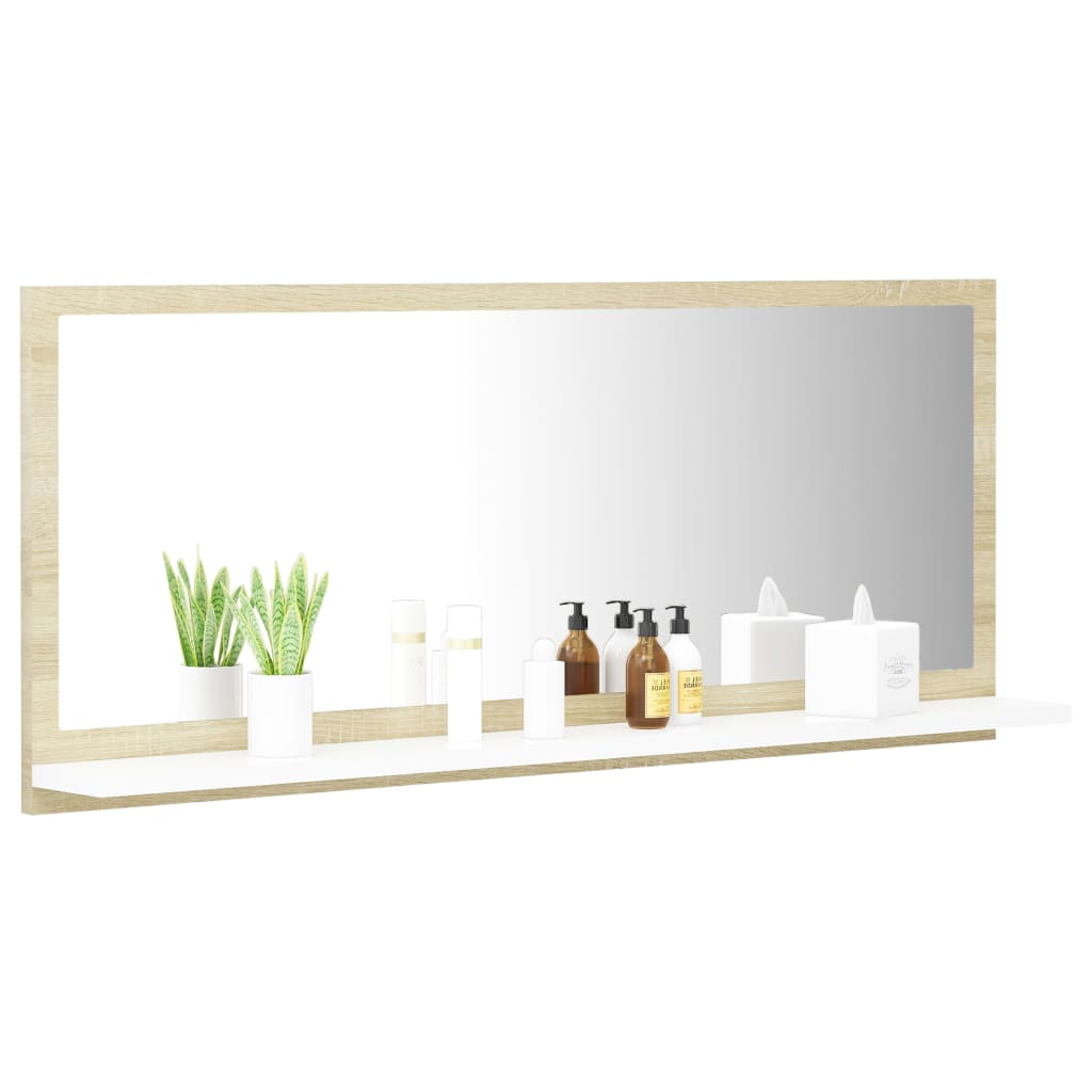 8720286219058_g_en_hd_1 vidaXL Bathroom Mirror White and Sonoma Oak 90x10.5x37 cm Engineered Wood - Image 3