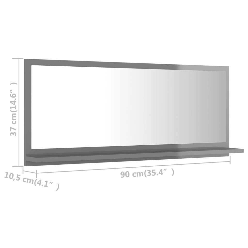 8720286219089_g_en_hd_5 vidaXL Bathroom Mirror High Gloss Grey 90x10.5x37 cm Engineered Wood - Image 7