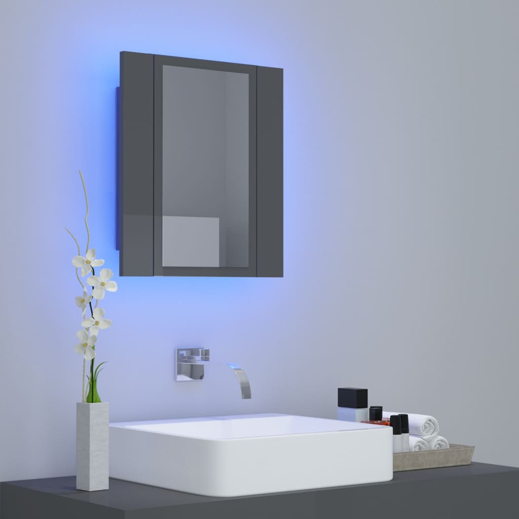 8720286221402_g_en_hd_1 vidaXL LED Bathroom Mirror Cabinet High Gloss Grey 40x12x45 cm Acrylic - Image 3