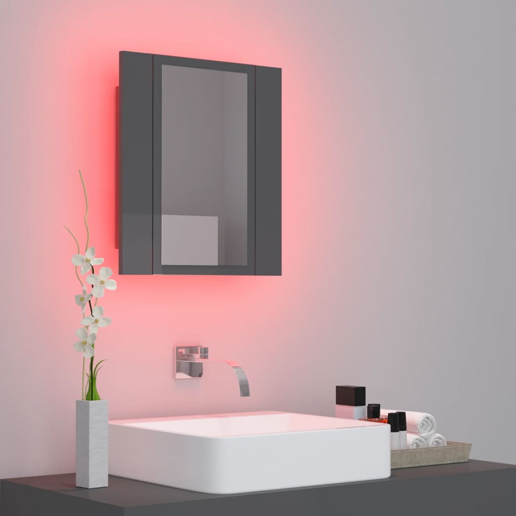 8720286221402_g_en_hd_2 vidaXL LED Bathroom Mirror Cabinet High Gloss Grey 40x12x45 cm Acrylic - Image 4