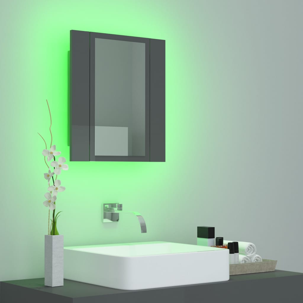 8720286221402_g_en_hd_3 vidaXL LED Bathroom Mirror Cabinet High Gloss Grey 40x12x45 cm Acrylic - Image 5