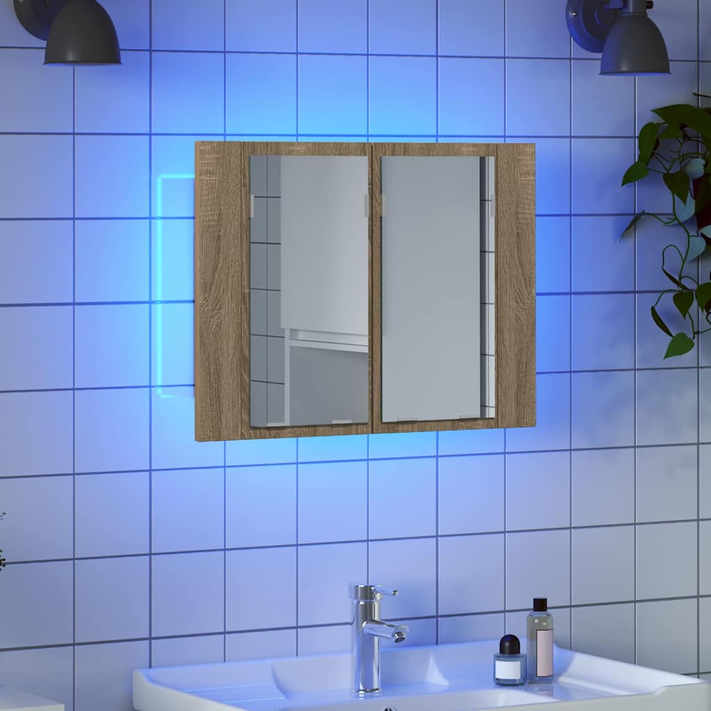 8720286221440_g_en_hd_1 vidaXL LED Bathroom Mirror Cabinet Sonoma Oak 60x12x45 cm Acrylic - Image 3