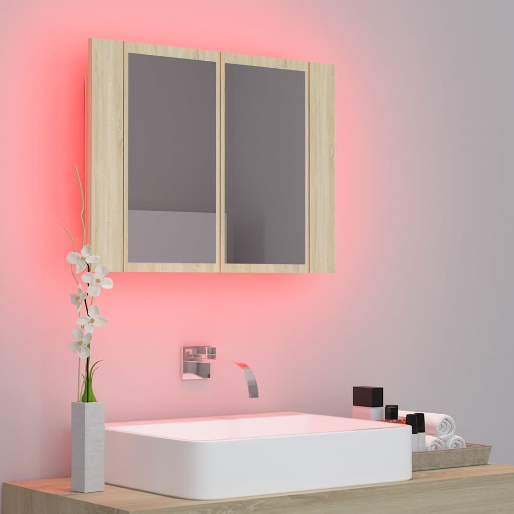 8720286221440_g_en_hd_2 vidaXL LED Bathroom Mirror Cabinet Sonoma Oak 60x12x45 cm Acrylic - Image 4