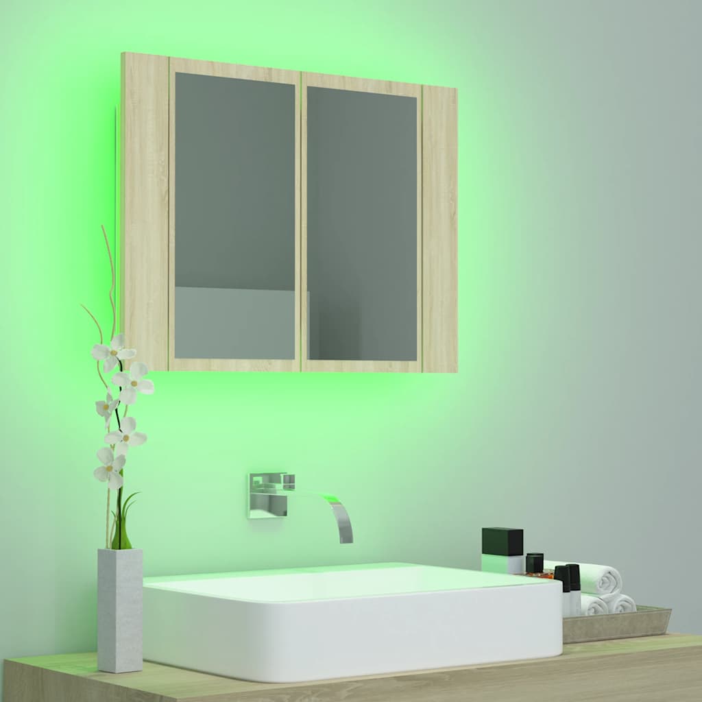 8720286221440_g_en_hd_3 vidaXL LED Bathroom Mirror Cabinet Sonoma Oak 60x12x45 cm Acrylic - Image 5
