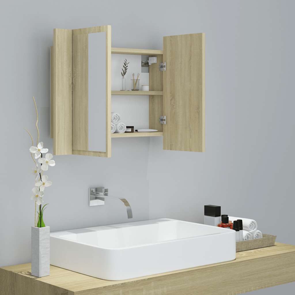 8720286221440_g_en_hd_4 vidaXL LED Bathroom Mirror Cabinet Sonoma Oak 60x12x45 cm Acrylic - Image 6