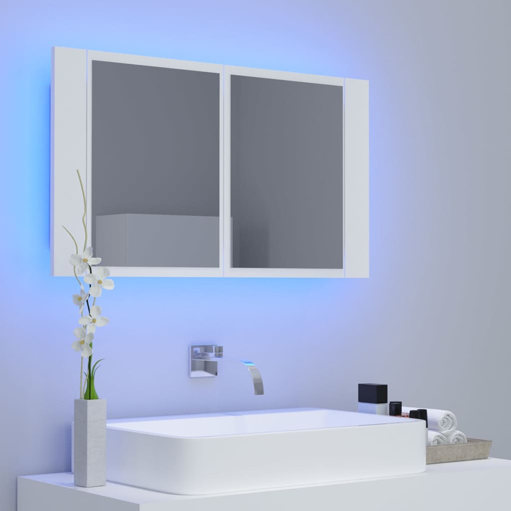 8720286221495_g_en_hd_1 vidaXL LED Bathroom Mirror Cabinet White 80x12x45 cm Acrylic - Image 3