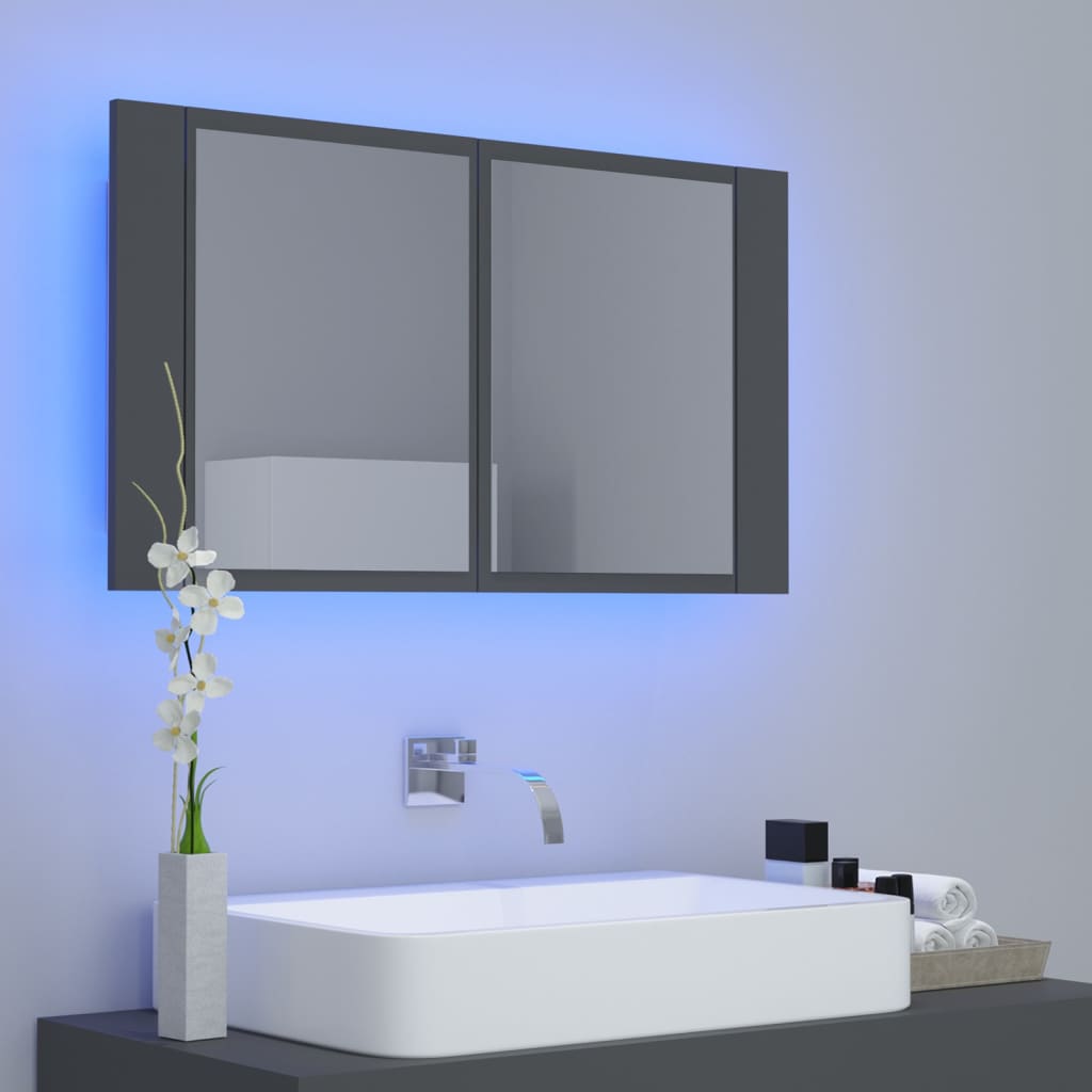 8720286221518_g_en_hd_1 vidaXL LED Bathroom Mirror Cabinet Grey 80x12x45 cm Acrylic - Image 3
