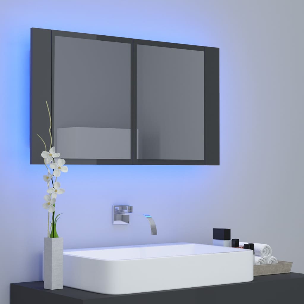 8720286221563_g_en_hd_1 vidaXL LED Bathroom Mirror Cabinet High Gloss Grey 80x12x45 cm Acrylic - Image 3