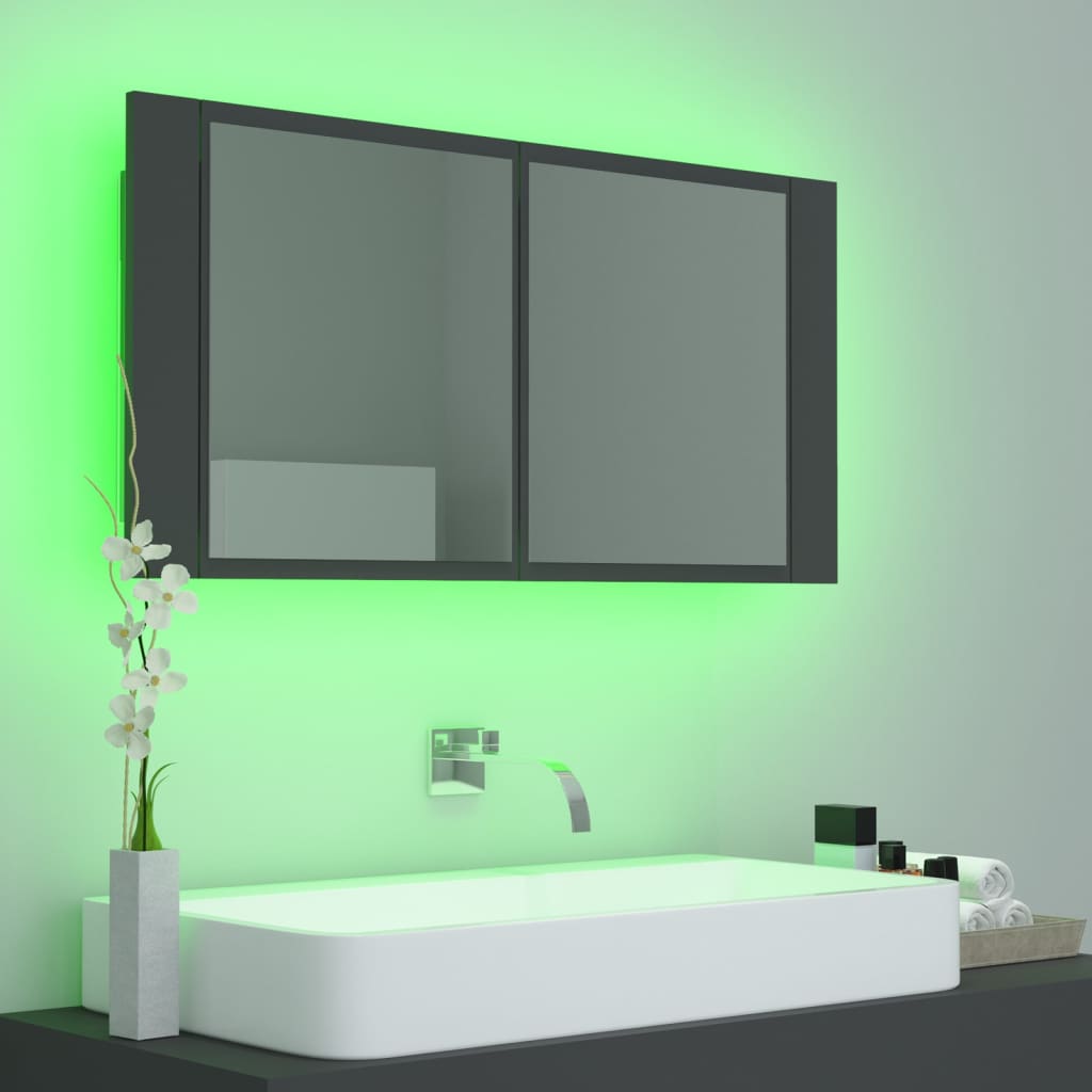 8720286221594_g_en_hd_2 vidaXL LED Bathroom Mirror Cabinet Grey 90x12x45 cm Acrylic - Image 4