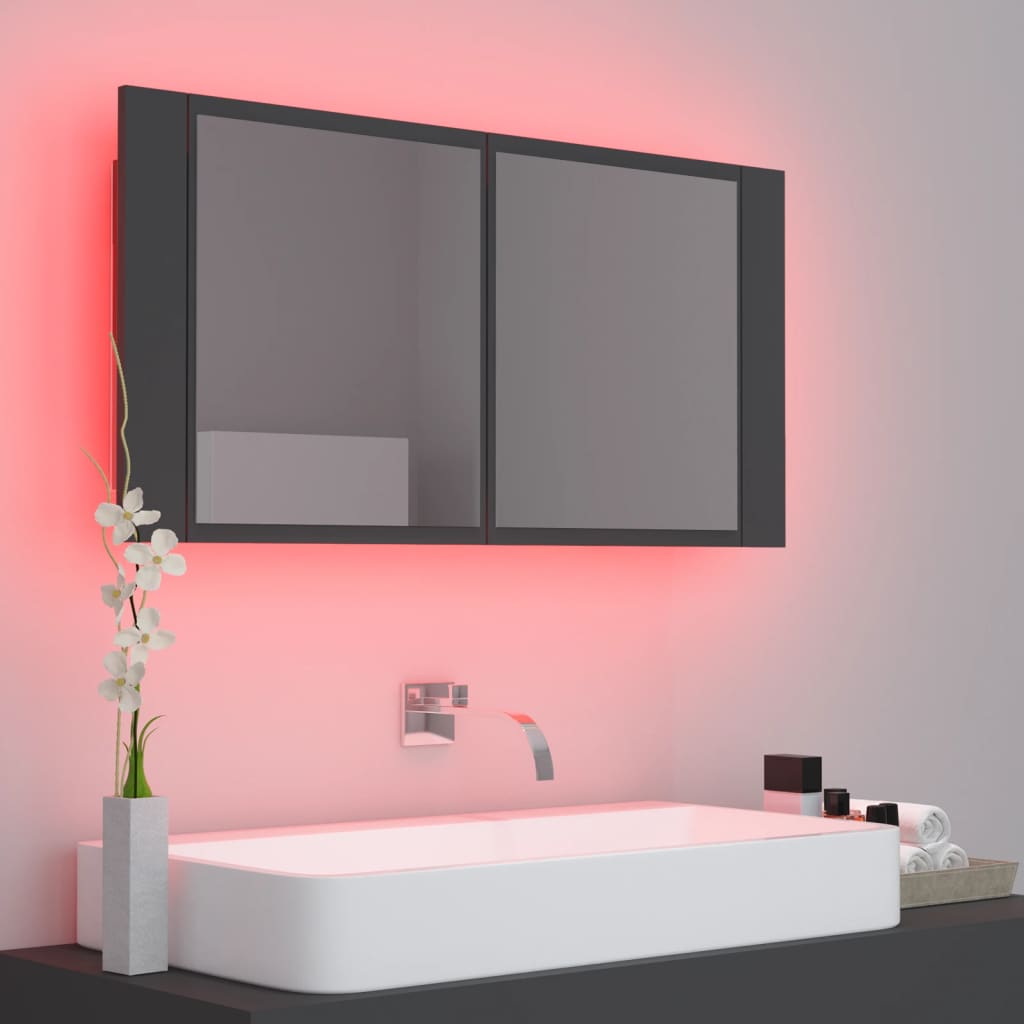 8720286221594_g_en_hd_3 vidaXL LED Bathroom Mirror Cabinet Grey 90x12x45 cm Acrylic - Image 5