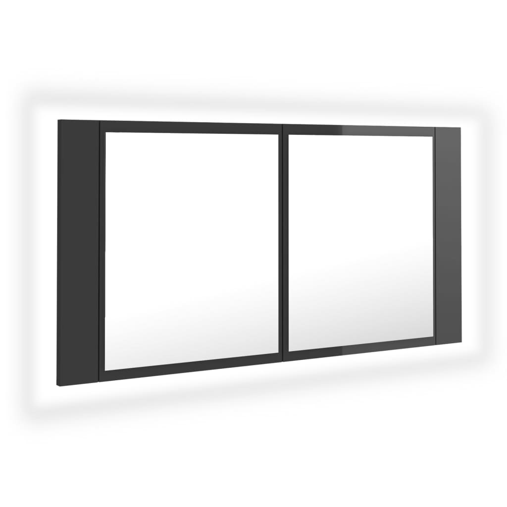 8720286221648_a_en_hd_1 vidaXL LED Bathroom Mirror Cabinet High Gloss Grey 90x12x45 cm Acrylic - Image 2