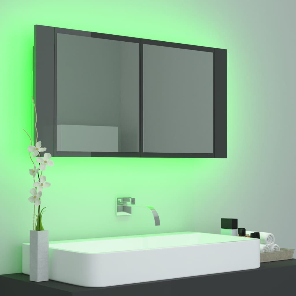 8720286221648_g_en_hd_2 vidaXL LED Bathroom Mirror Cabinet High Gloss Grey 90x12x45 cm Acrylic - Image 4