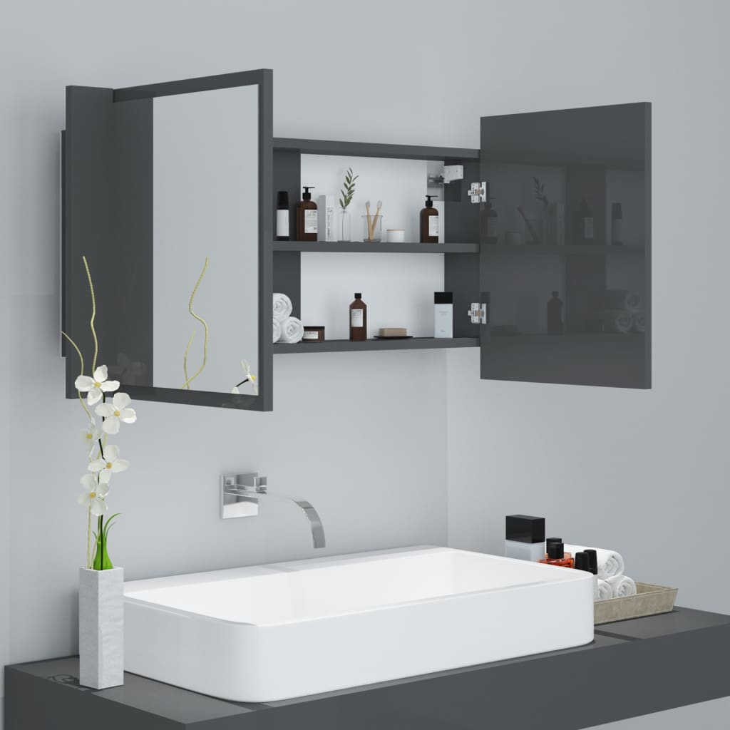 8720286221648_g_en_hd_4 vidaXL LED Bathroom Mirror Cabinet High Gloss Grey 90x12x45 cm Acrylic - Image 6