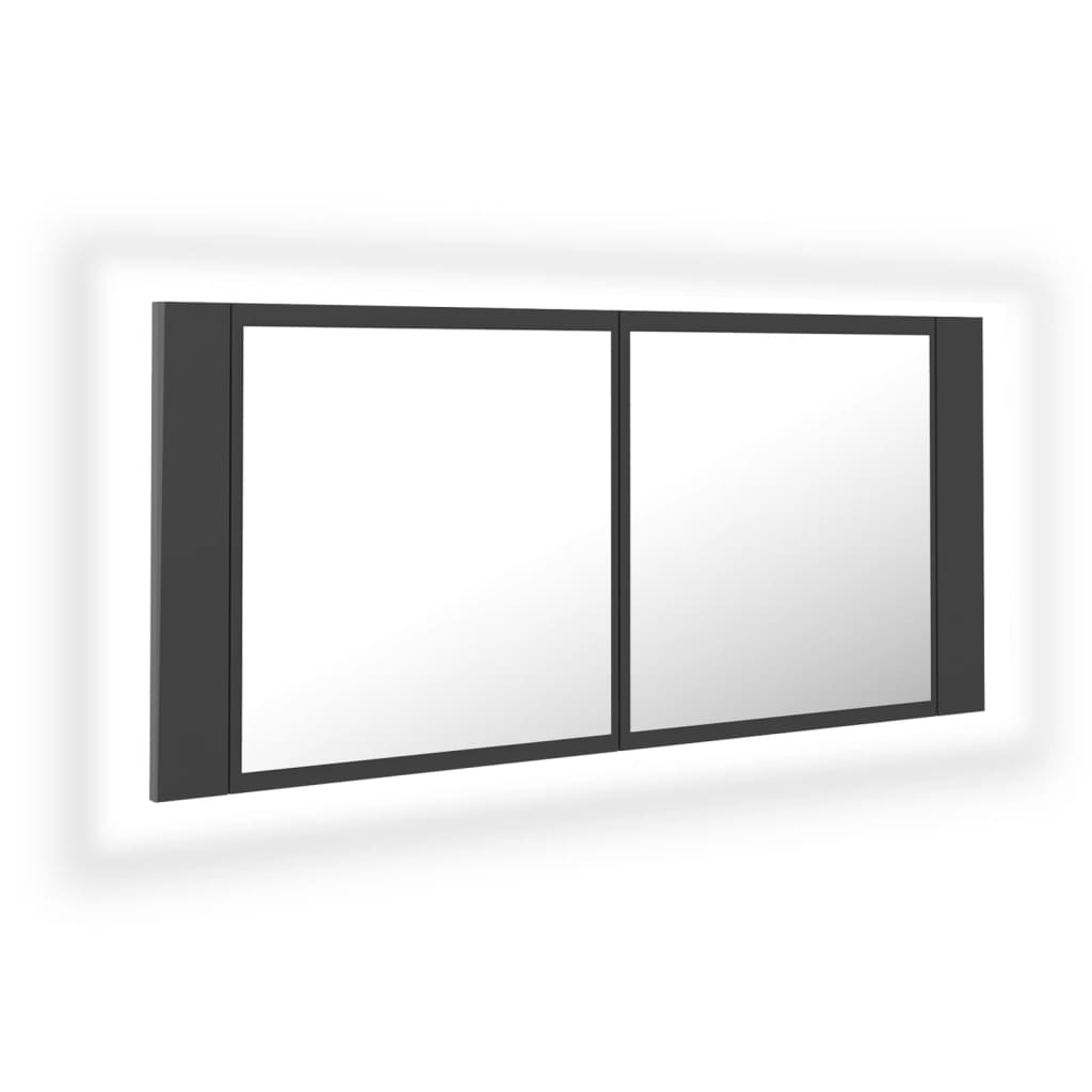 8720286221679_a_en_hd_1 vidaXL LED Bathroom Mirror Cabinet Grey 100x12x45 cm Acrylic - Image 2