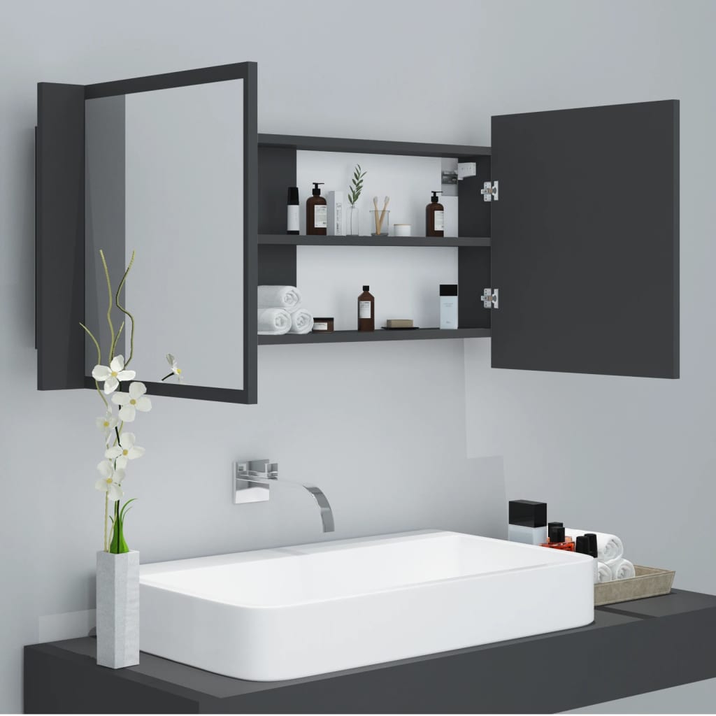 8720286221679_g_en_hd_6 vidaXL LED Bathroom Mirror Cabinet Grey 100x12x45 cm Acrylic - Image 8