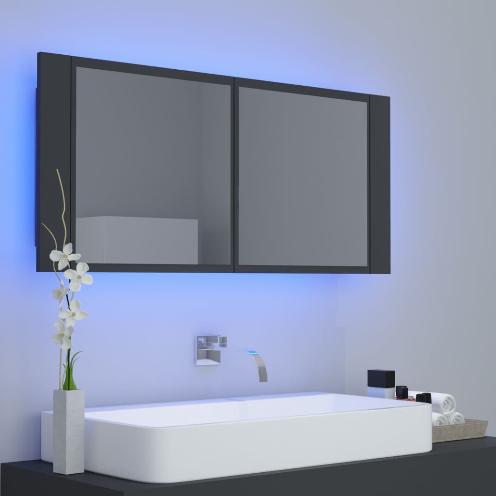 8720286221679_g_en_hd_7 vidaXL LED Bathroom Mirror Cabinet Grey 100x12x45 cm Acrylic - Image 9
