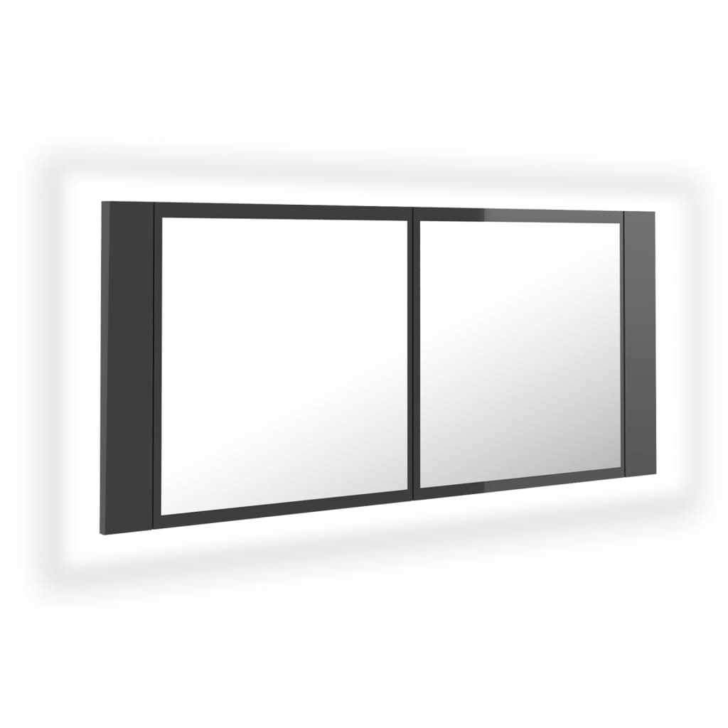 8720286221723_a_en_hd_1 vidaXL LED Bathroom Mirror Cabinet High Gloss Grey 100x12x45 cm Acrylic - Image 2