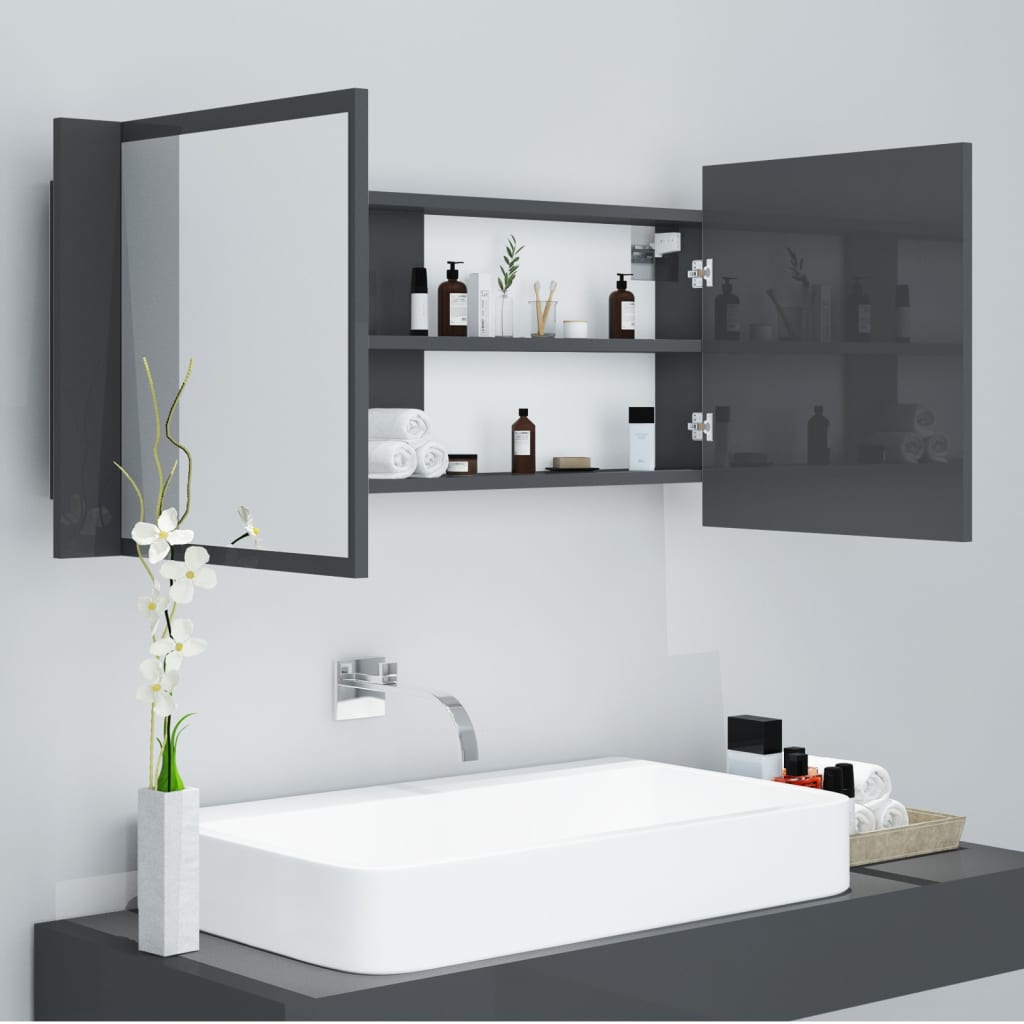8720286221723_g_en_hd_6 vidaXL LED Bathroom Mirror Cabinet High Gloss Grey 100x12x45 cm Acrylic - Image 8