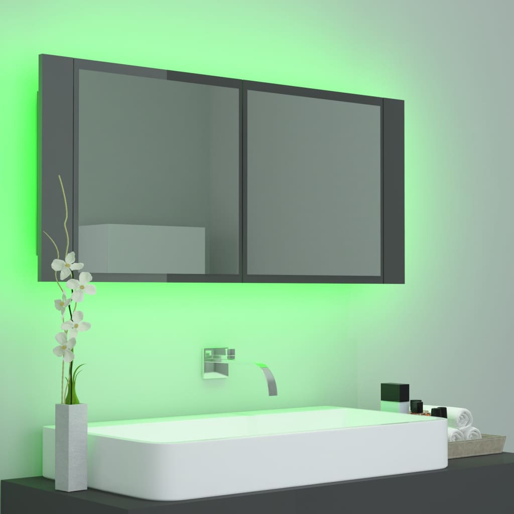 8720286221723_g_en_hd_7 vidaXL LED Bathroom Mirror Cabinet High Gloss Grey 100x12x45 cm Acrylic - Image 9