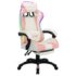 vidaXL Racing Chair with RGB LED Lights Pink and White Faux Leather - Image 2