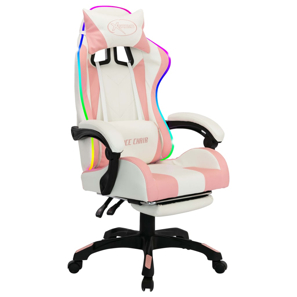 8720286224793_g_en_hd_1 vidaXL Racing Chair with RGB LED Lights Pink and White Faux Leather - Image 2