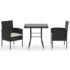 vidaXL 3 Piece Garden Dining Set Poly Rattan Black - Image 2