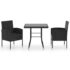 vidaXL 3 Piece Garden Dining Set Poly Rattan Black - Image 2