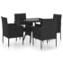 vidaXL 5 Piece Garden Dining Set Poly Rattan Black - Image 2