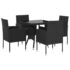 vidaXL 5 Piece Garden Dining Set Poly Rattan Black - Image 2