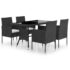 vidaXL 5 Piece Garden Dining Set Poly Rattan Black - Image 2