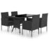 vidaXL 5 Piece Garden Dining Set Poly Rattan Black - Image 2