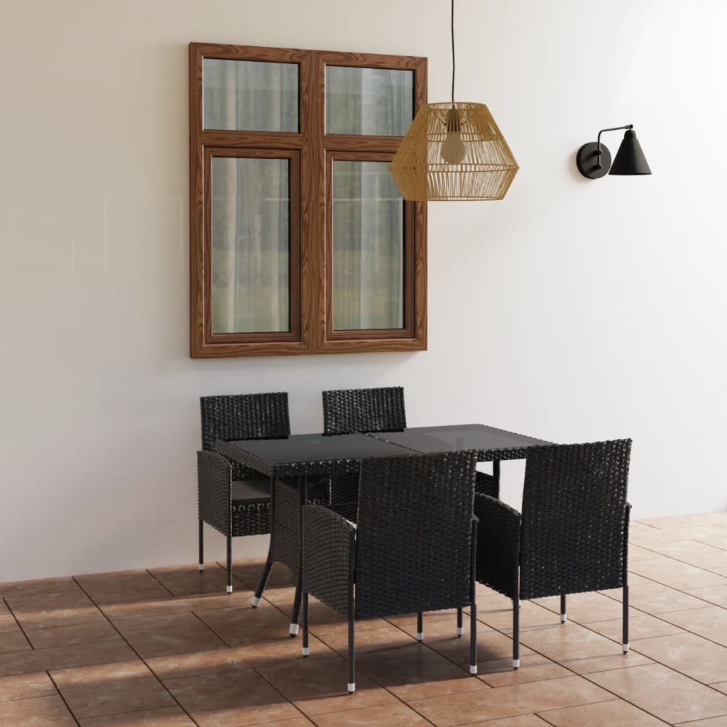 8720286225530_m_en_hd_1 vidaXL 5 Piece Garden Dining Set Poly Rattan Black - Image 1
