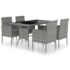 vidaXL 5 Piece Garden Dining Set Poly Rattan Anthracite & Grey - Image 2