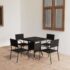 vidaXL 5 Piece Garden Dining Set Poly Rattan Black