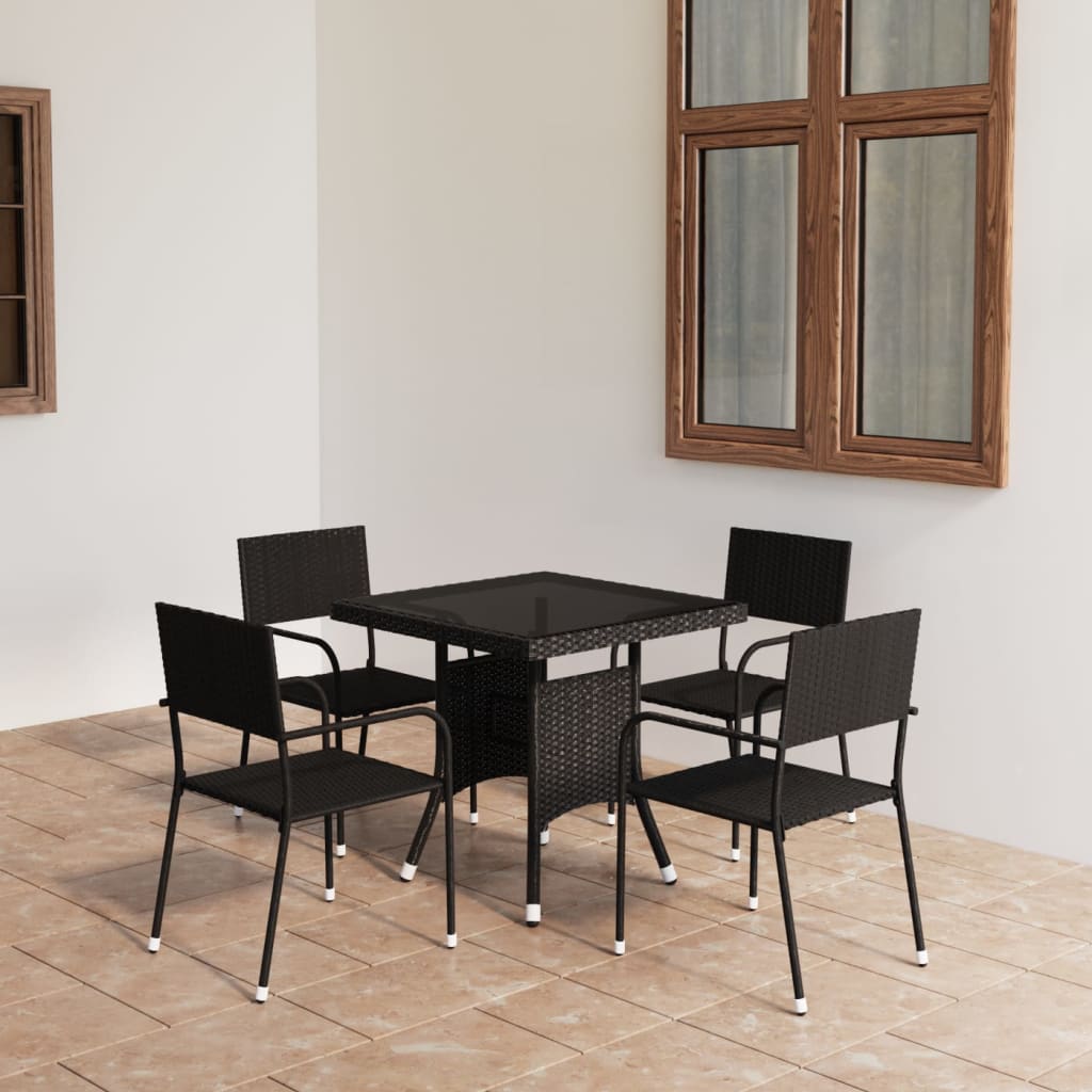 8720286225783_m_en_hd_1 vidaXL 5 Piece Garden Dining Set Poly Rattan Black - Image 1