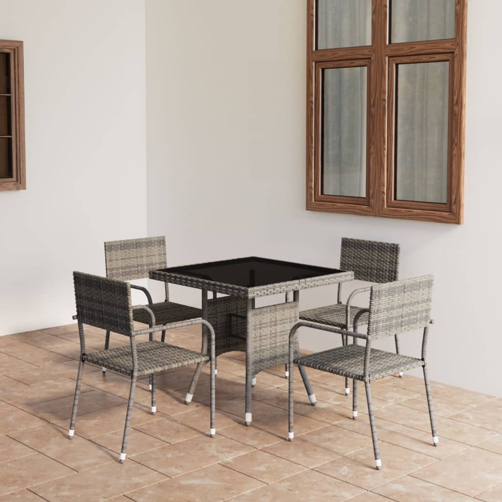 8720286225790_m_en_hd_1 vidaXL 5 Piece Garden Dining Set Poly Rattan Grey - Image 1