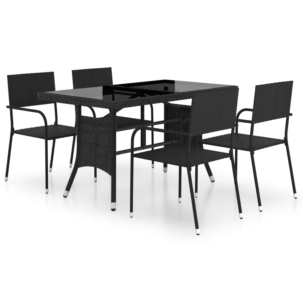 8720286225806_a_en_hd_1 vidaXL 5 Piece Garden Dining Set Poly Rattan Black - Image 2
