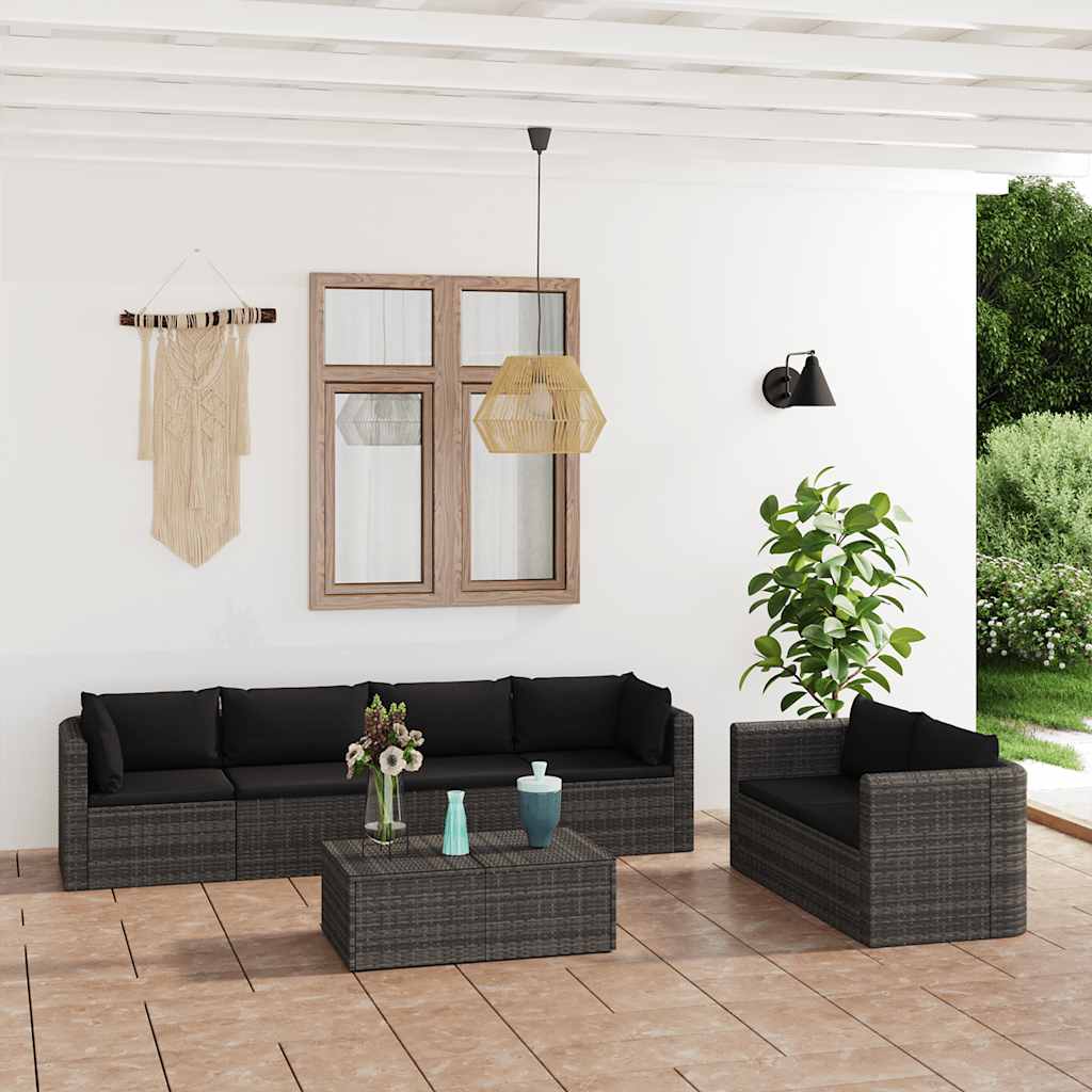 8720286226292_m_en_hd_1 vidaXL 7 Piece Garden Lounge Set with Cushions Poly Rattan Grey - Image 1