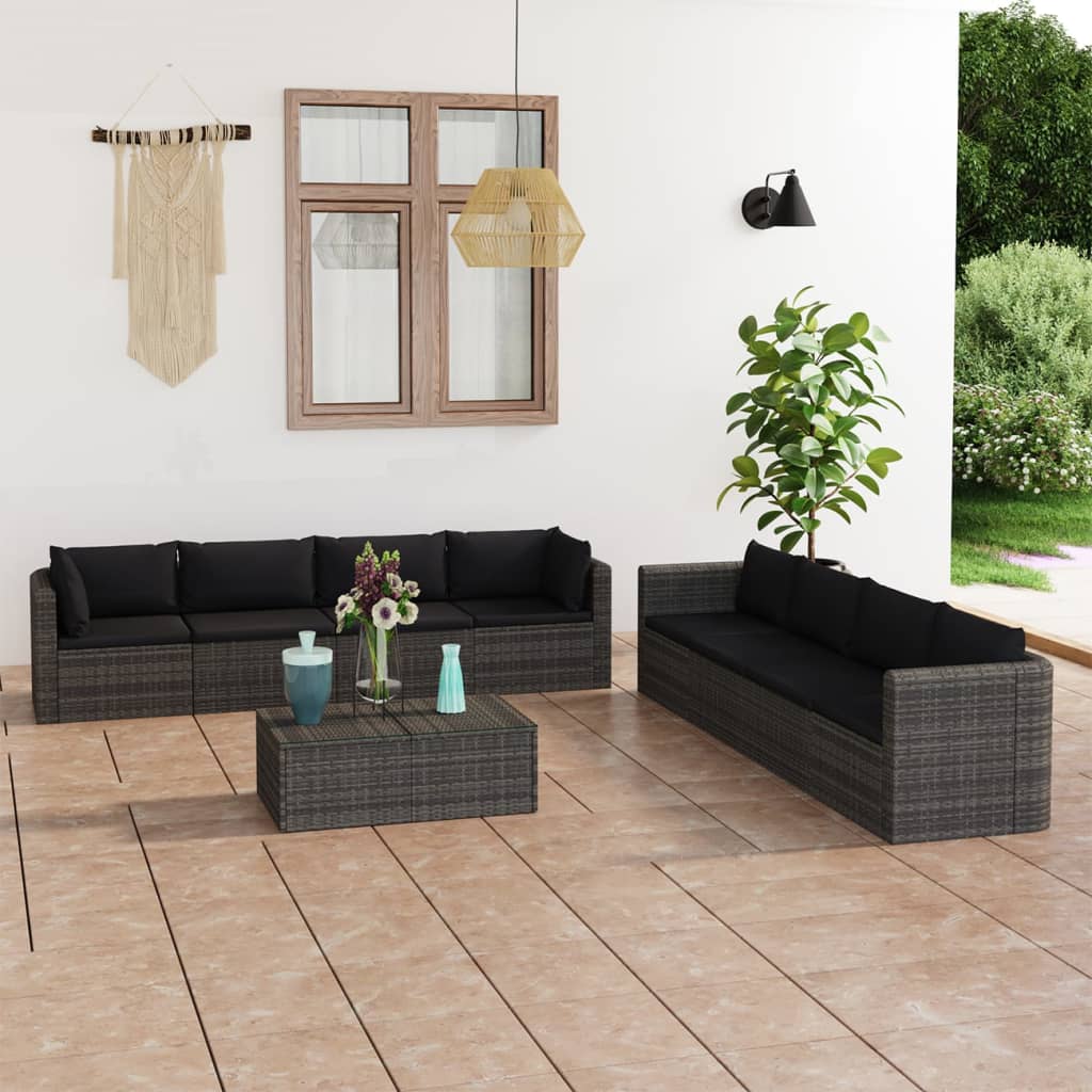 8720286226315_m_en_hd_1 vidaXL 9 Piece Garden Lounge Set with Cushions Poly Rattan Grey - Image 1