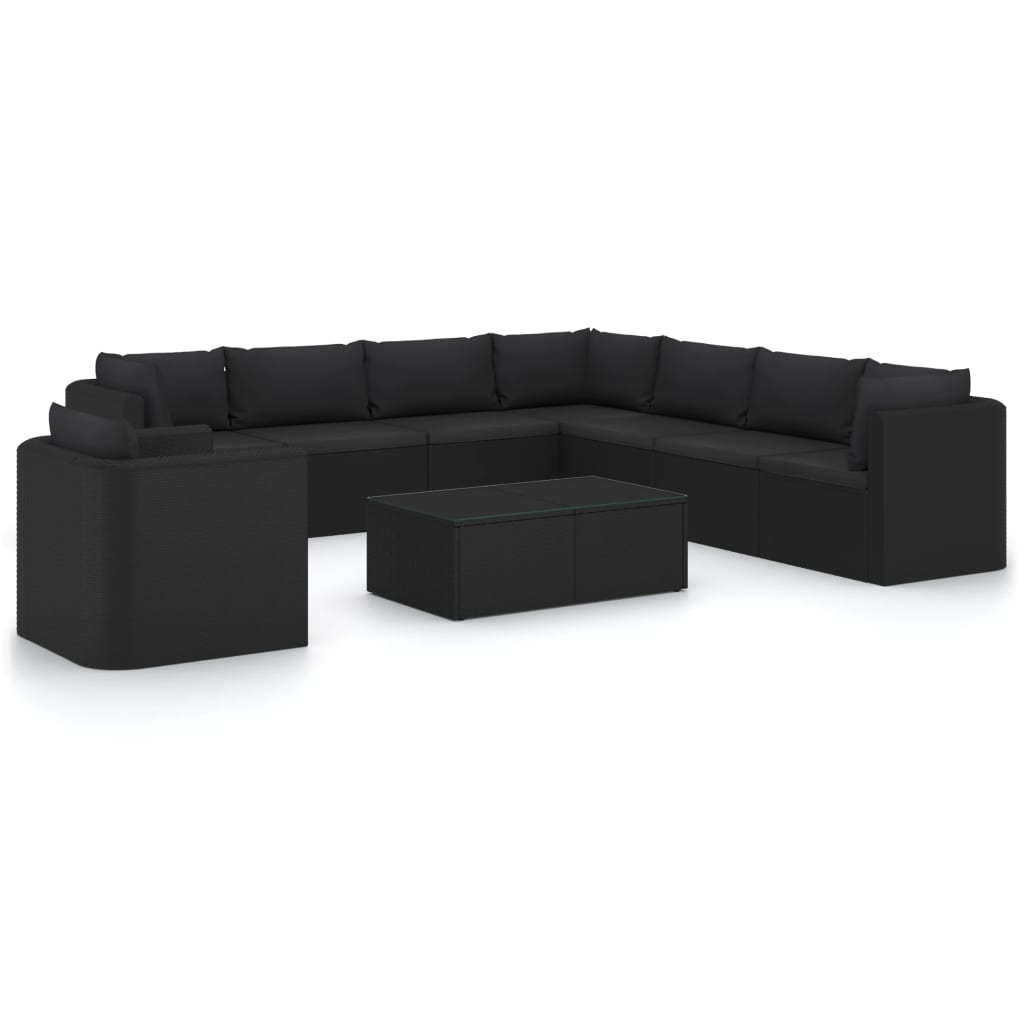8720286226322_a_en_hd_1 vidaXL 10 Piece Garden Lounge Set with Cushions Poly Rattan Black - Image 2