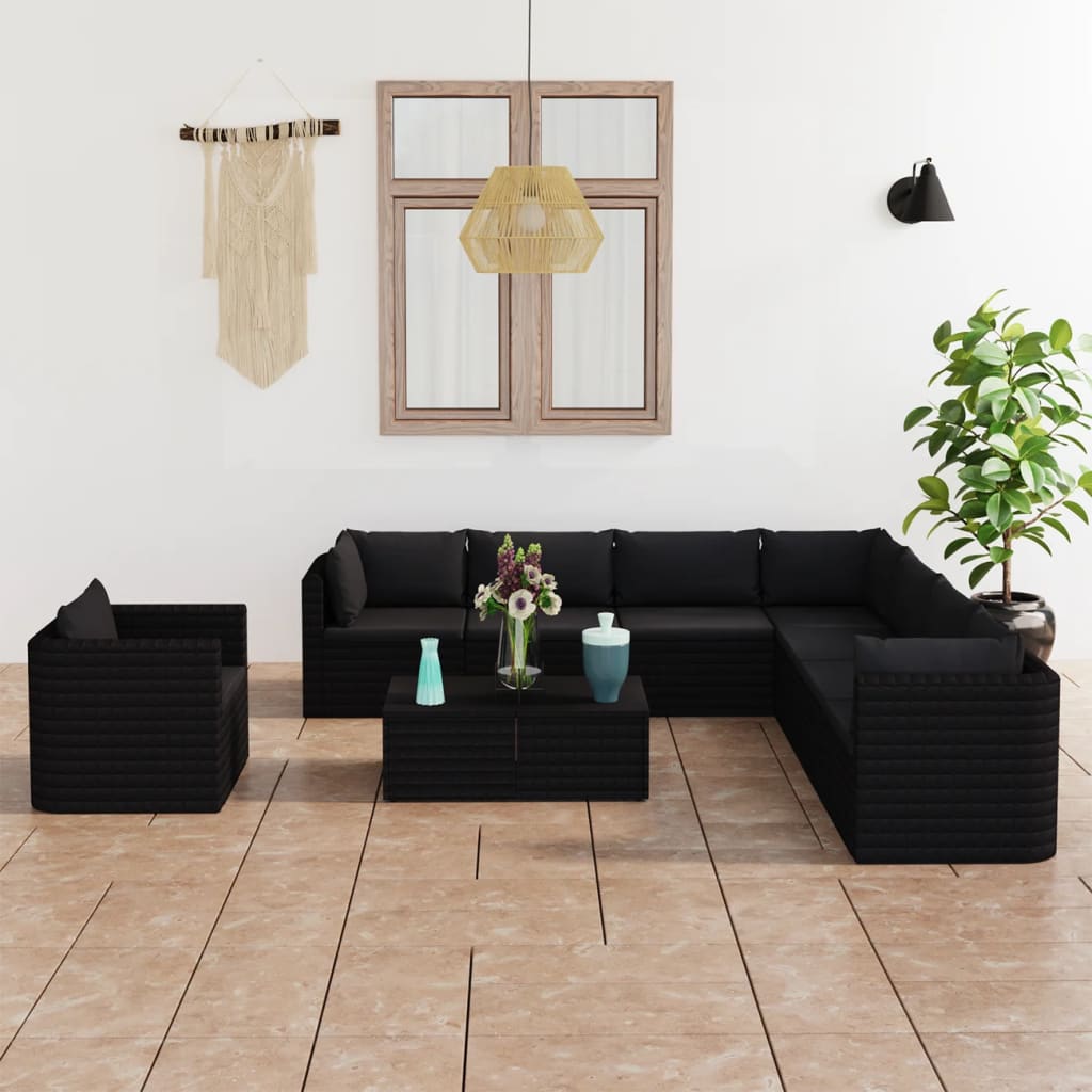 8720286226322_m_en_hd_1 vidaXL 10 Piece Garden Lounge Set with Cushions Poly Rattan Black - Image 1