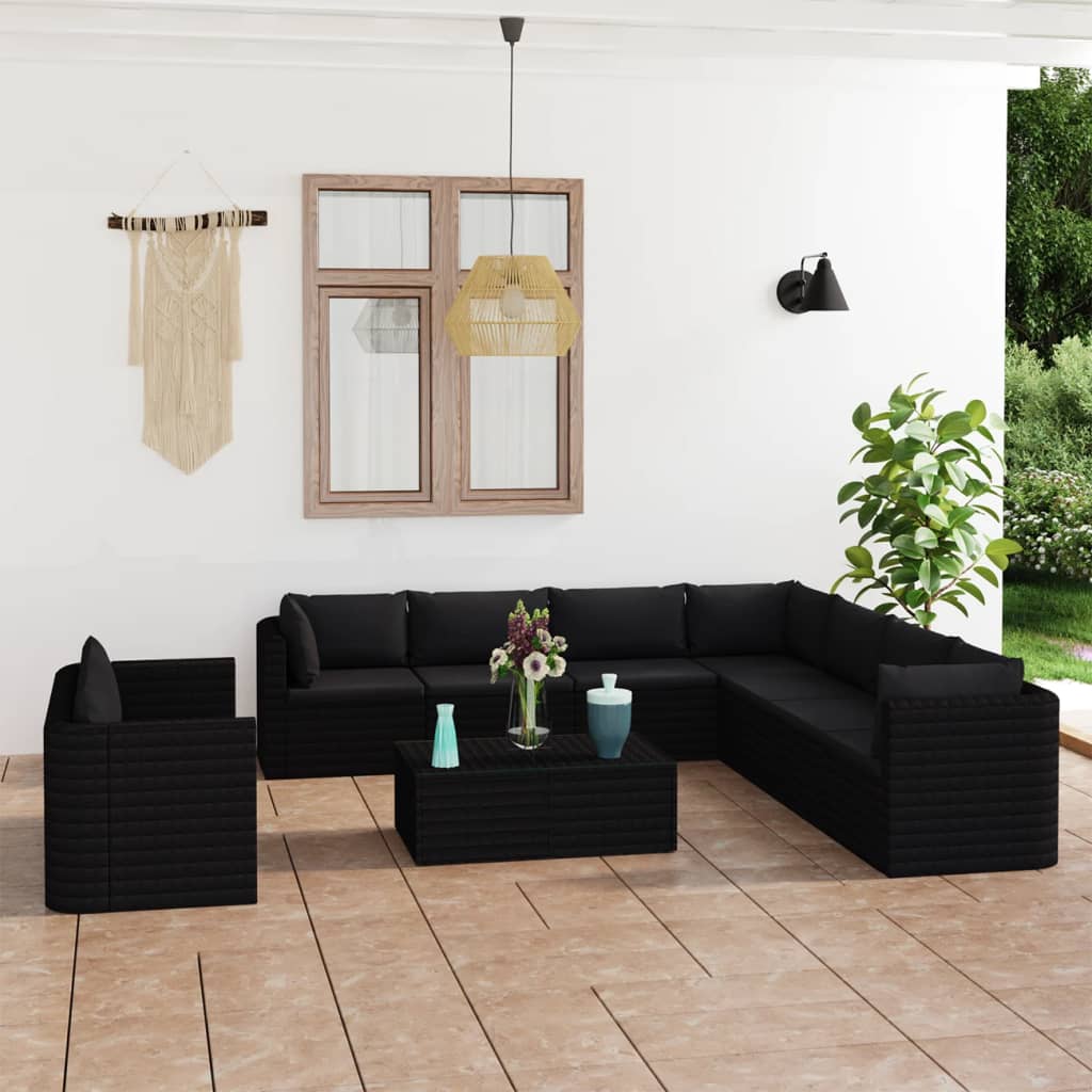 8720286226339_m_en_hd_1 vidaXL 11 Piece Garden Lounge Set with Cushions Poly Rattan Black - Image 1