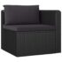 vidaXL 9 Piece Garden Lounge Set with Cushions Poly Rattan Black - Image 7
