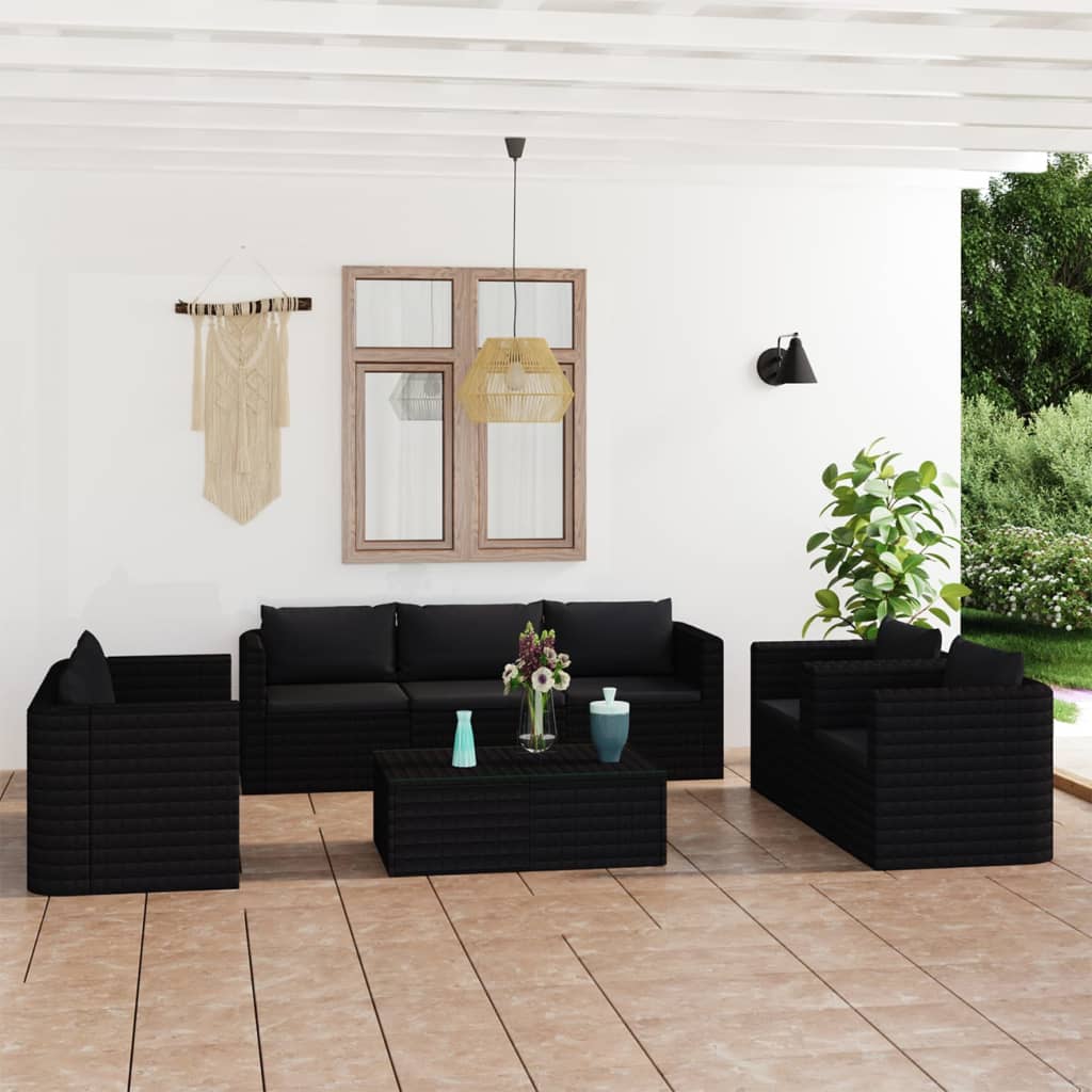 8720286226346_m_en_hd_1 vidaXL 9 Piece Garden Lounge Set with Cushions Poly Rattan Black - Image 1