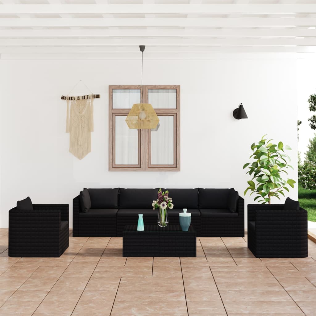 8720286226360_m_en_hd_1 vidaXL 7 Piece Garden Lounge Set with Cushions Poly Rattan Black - Image 1