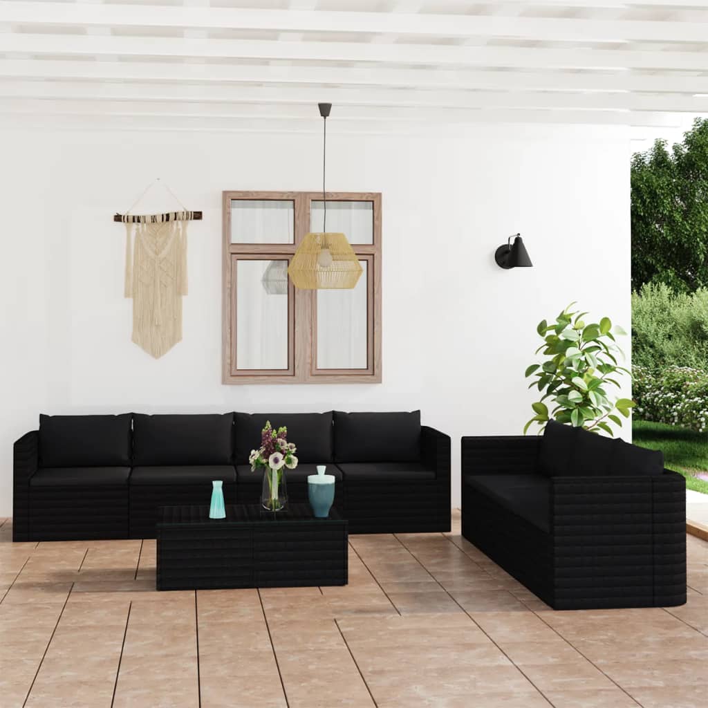 8720286226384_m_en_hd_1 vidaXL 8 Piece Garden Lounge Set with Cushions Poly Rattan Black - Image 1