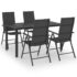 vidaXL 5 Piece Garden Dining Set Black - Image 2