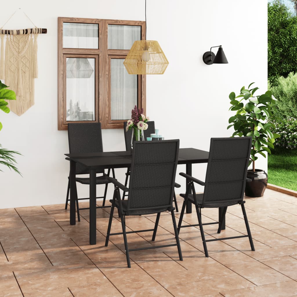 8720286228142_m_en_hd_1 vidaXL 5 Piece Garden Dining Set Black - Image 1