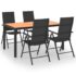 vidaXL 5 Piece Garden Dining Set Black and Brown - Image 2
